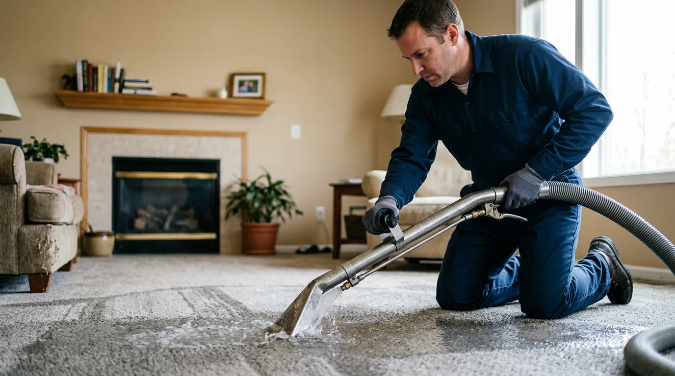 Water damage restoration technician working near Seaside Heights, NJ